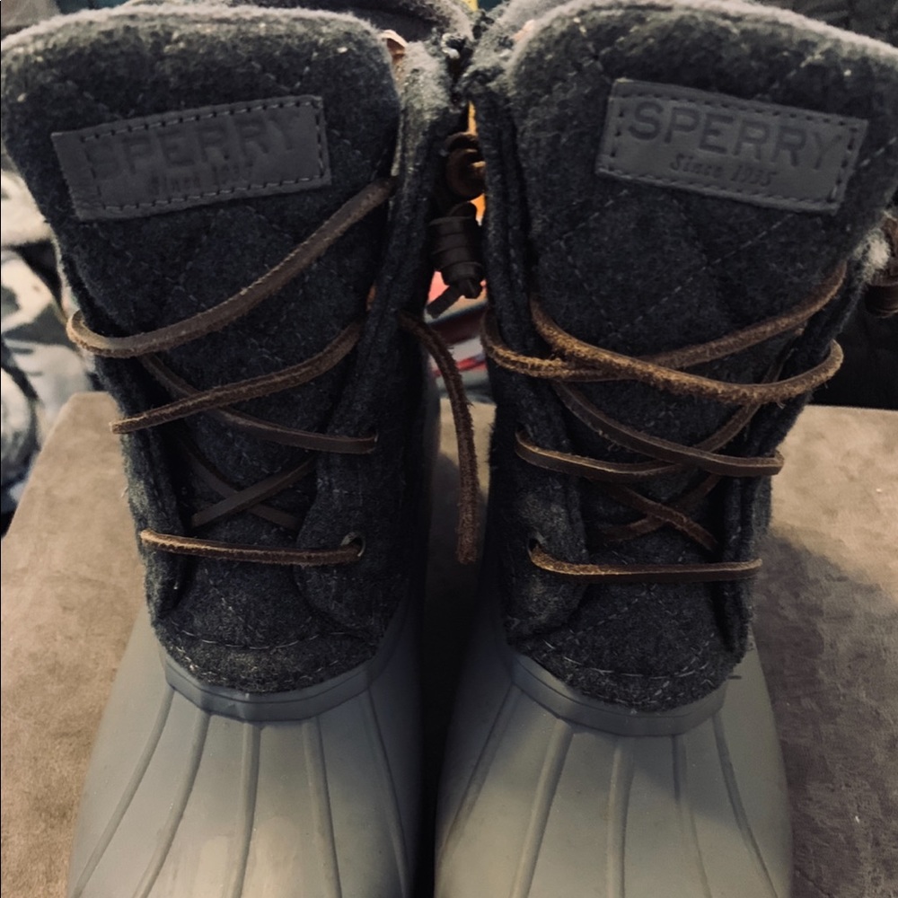 Gray Sperry Rain Boots